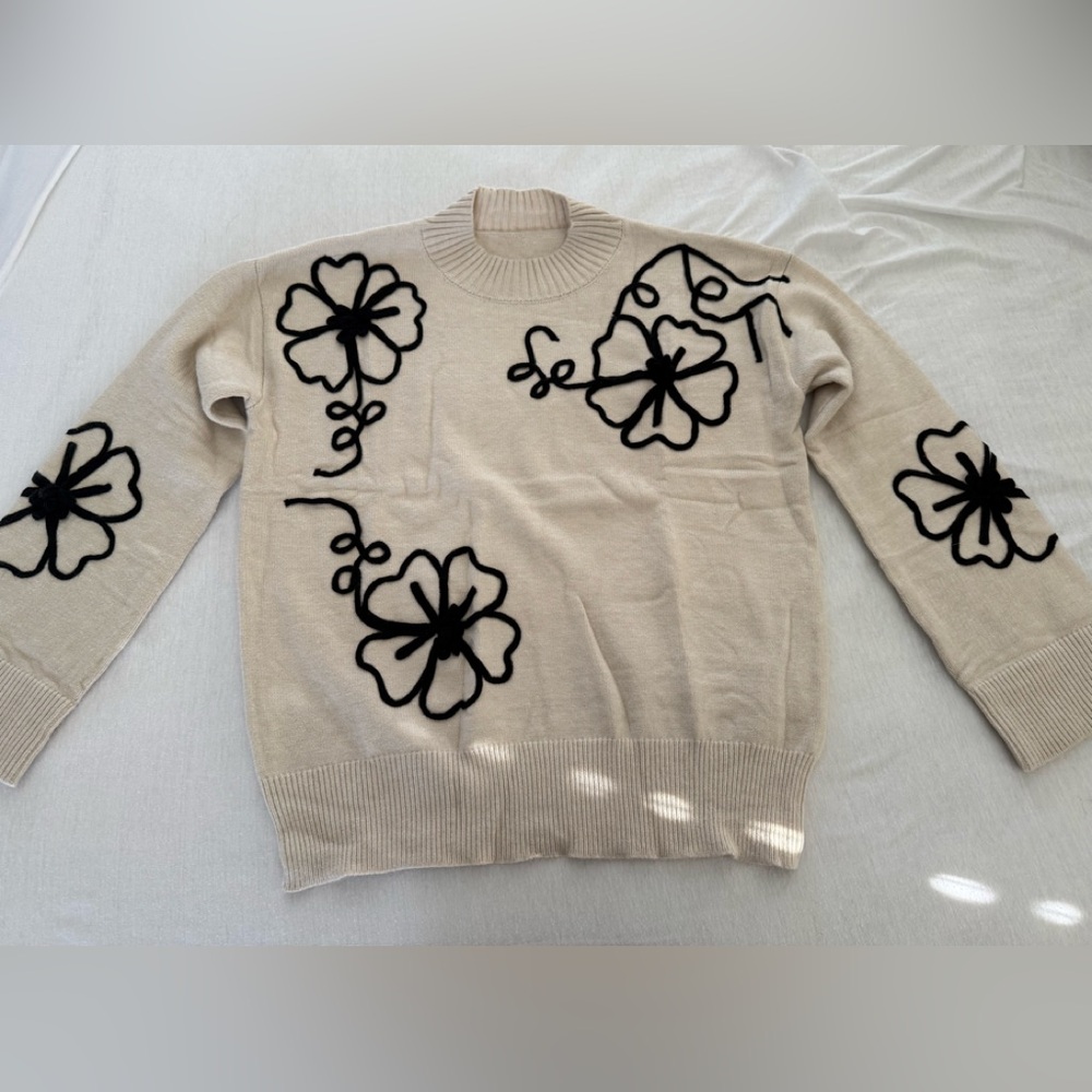 Floral Beige Sweater